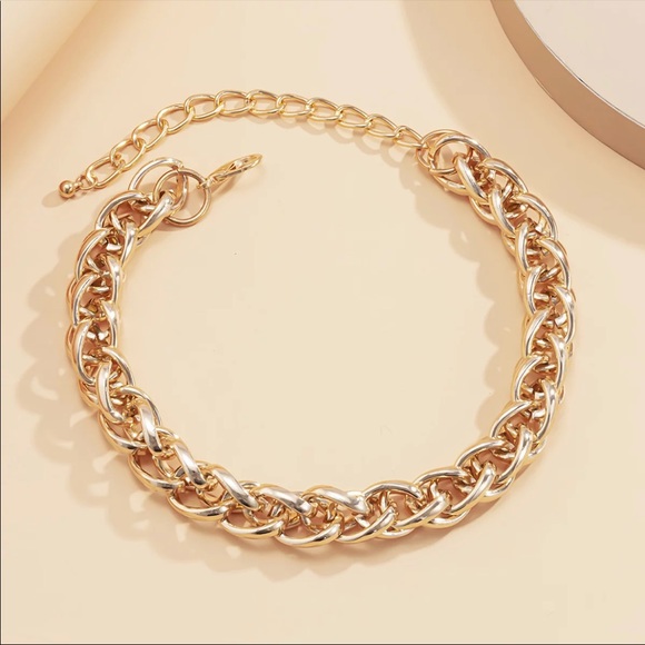NEW 18K GOLD CHUNKY CHOKER NECKLACE - Picture 4 of 6